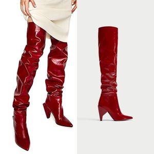NOT FOR SALE. Zara Red Thigh High Boots